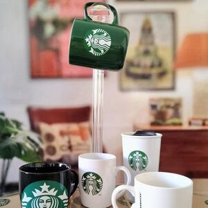Starbucks Lover Green and White Ceramic Mug Collectors Set of 5